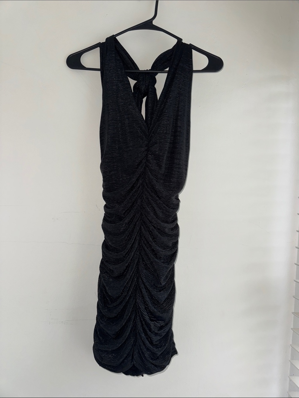 Frederick's of Hollywood Black Halter Ruched Mini Dress